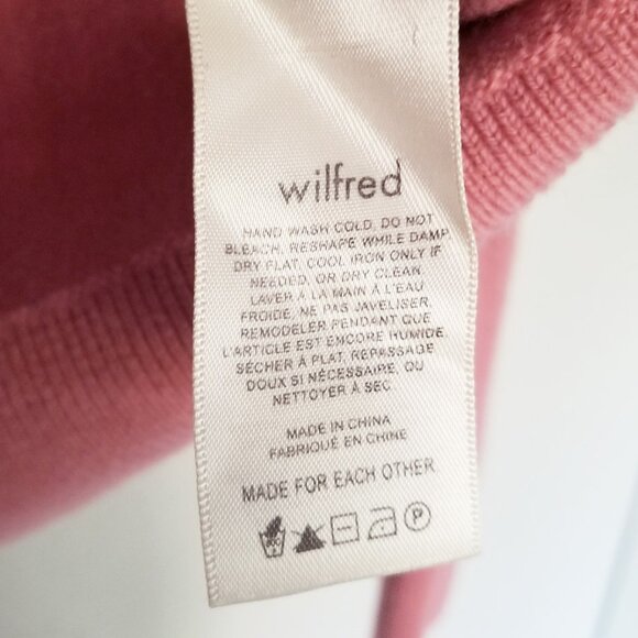 Aritzia Wilfred Cyprie Sweater M 100% Merino Wool Mockneck Jumper Pink Cozy $138 - Picture 14 of 14
